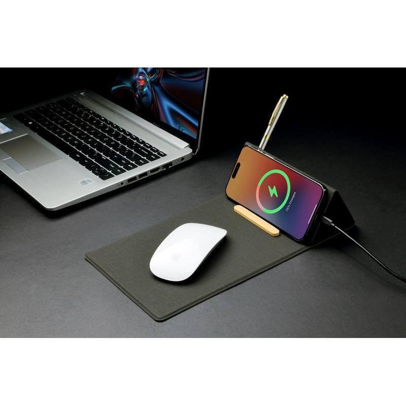 BLACE - CHANGE ZERO Recycled PU 15W Wireless Mousepad & Desk Organizer - Black