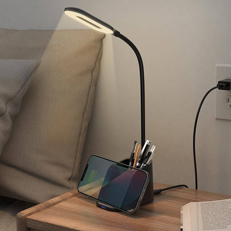 ALMERE - Giftology 3-in-1 Desk Lamp with 15W Wireless Charger & Pen Holder - Black