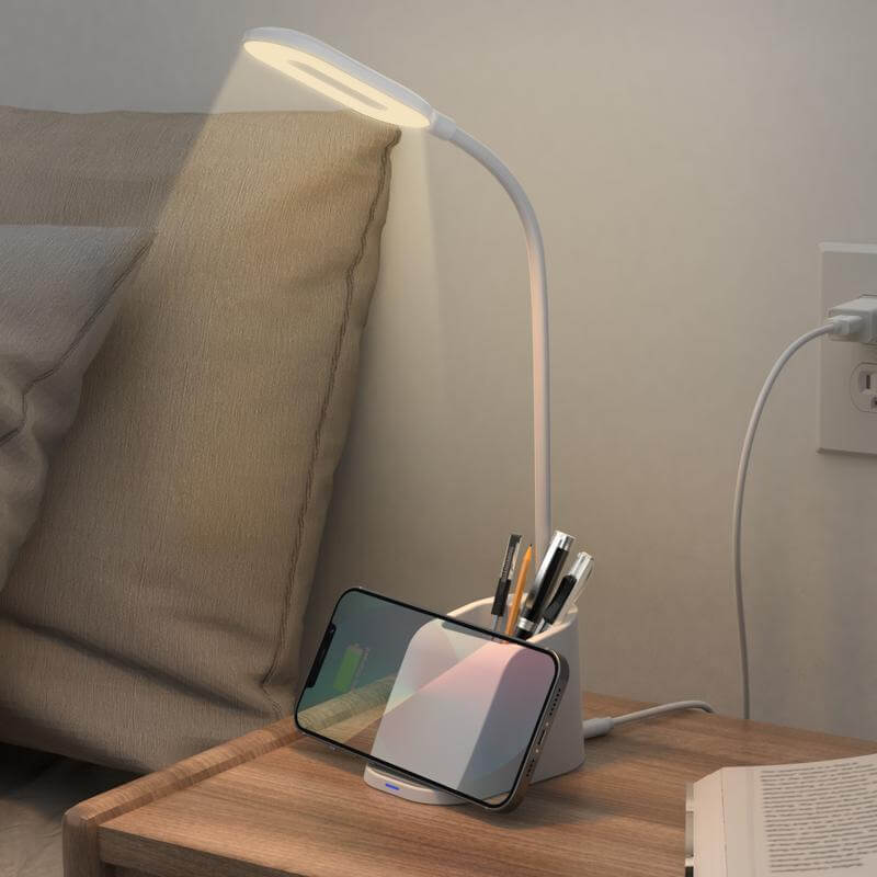 ALMERE - Giftology 3-in-1 Desk Lamp with 15W Wireless Charger & Pen Holder - White
