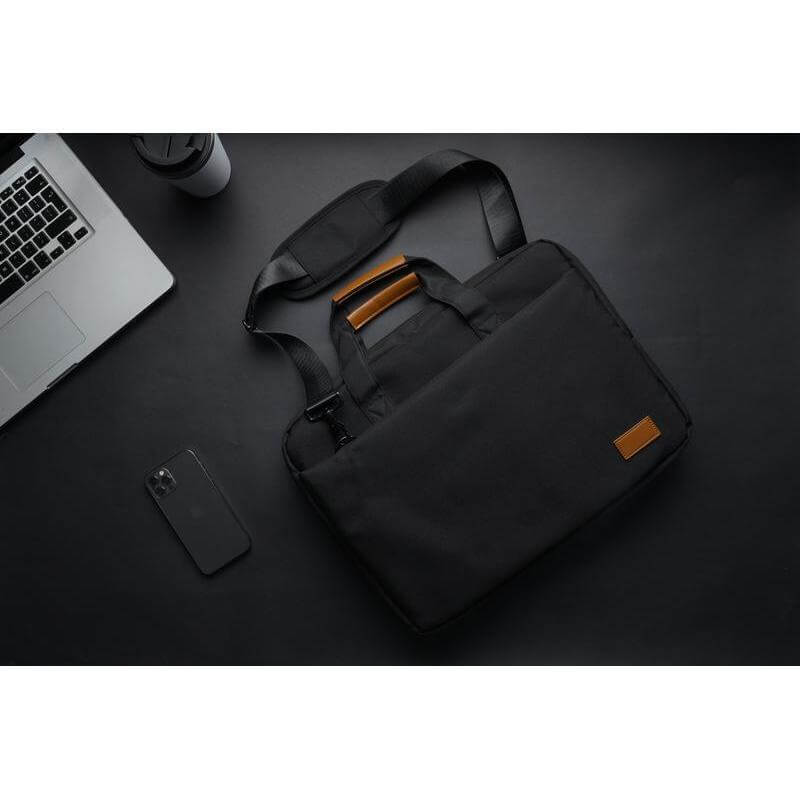 SLOTEN - Santhome® 15" Laptop Bag - Black/Tan