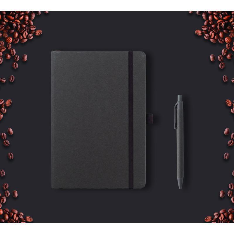 ABULA - eco-neutral® A5 Hard Cover Notebook & Pen Set - Coffee Paper