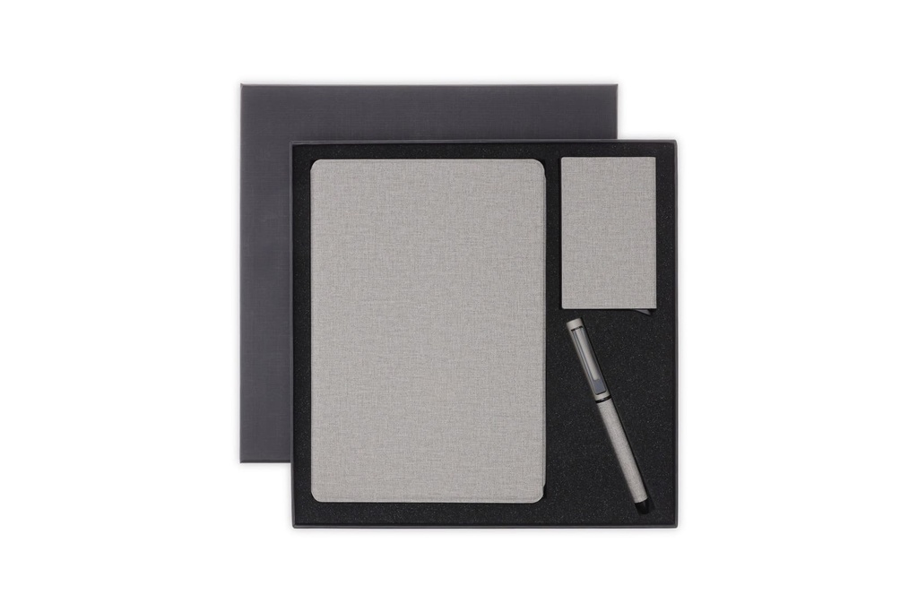 TESSIN - CHANGE ZERO Sustainable Gift Set with Refillable Notebook, Pen & Cardholder - Grey
