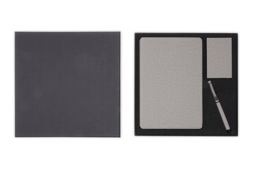 TESSIN - CHANGE ZERO Sustainable Gift Set with Refillable Notebook, Pen & Cardholder - Grey