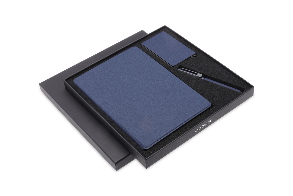 TESSIN - CHANGE ZERO Sustainable Gift Set with Refillable Notebook, Pen & Cardholder - Navy