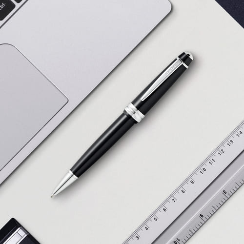 Cross Bailey Light™ Polished Black Resin with Polished Chrome Appointments Ballpoint Pen (Blue Ink)