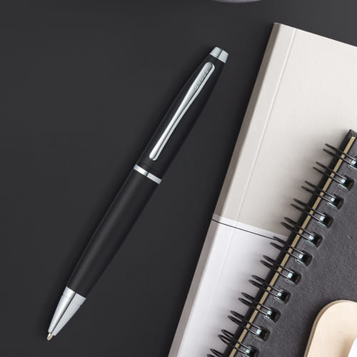 Cross Calais™ Matte Black with Polished Chrome Appointments Ballpoint Pen (Blue Ink)