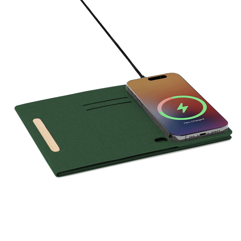 BLACE - CHANGE ZERO Recycled PU 15W Wireless Mousepad & Desk Organizer - Green