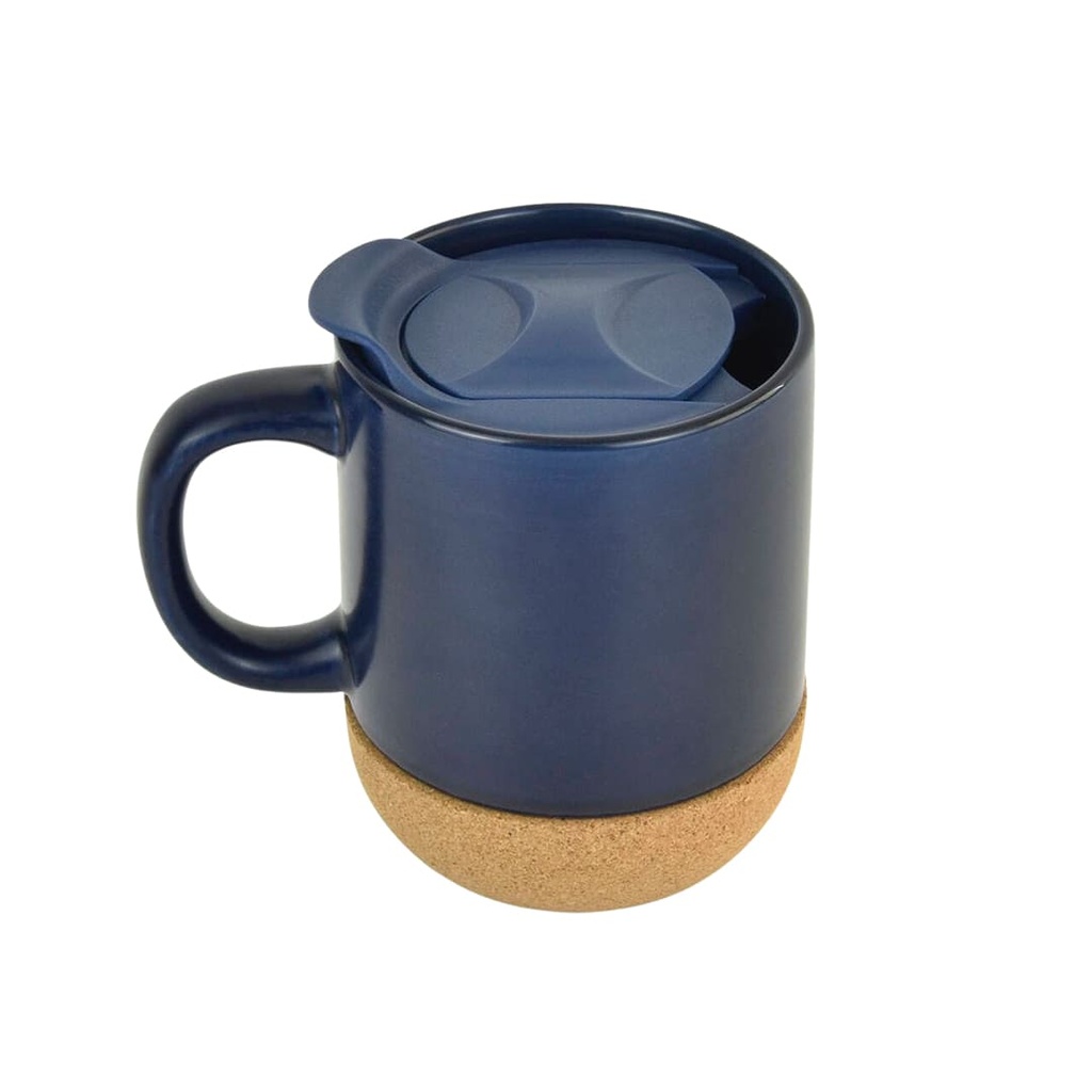 LUCCA - Giftology Ceramic Mug with Cork and Lid - Navy Blue