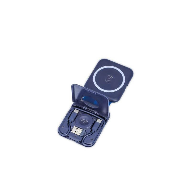 TURIN - @memorii Foldable Wireless Charger and Multicable Set - Navy Blue