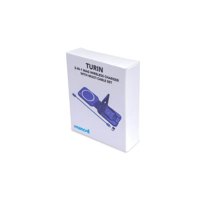 TURIN - @memorii Foldable Wireless Charger and Multicable Set - Navy Blue