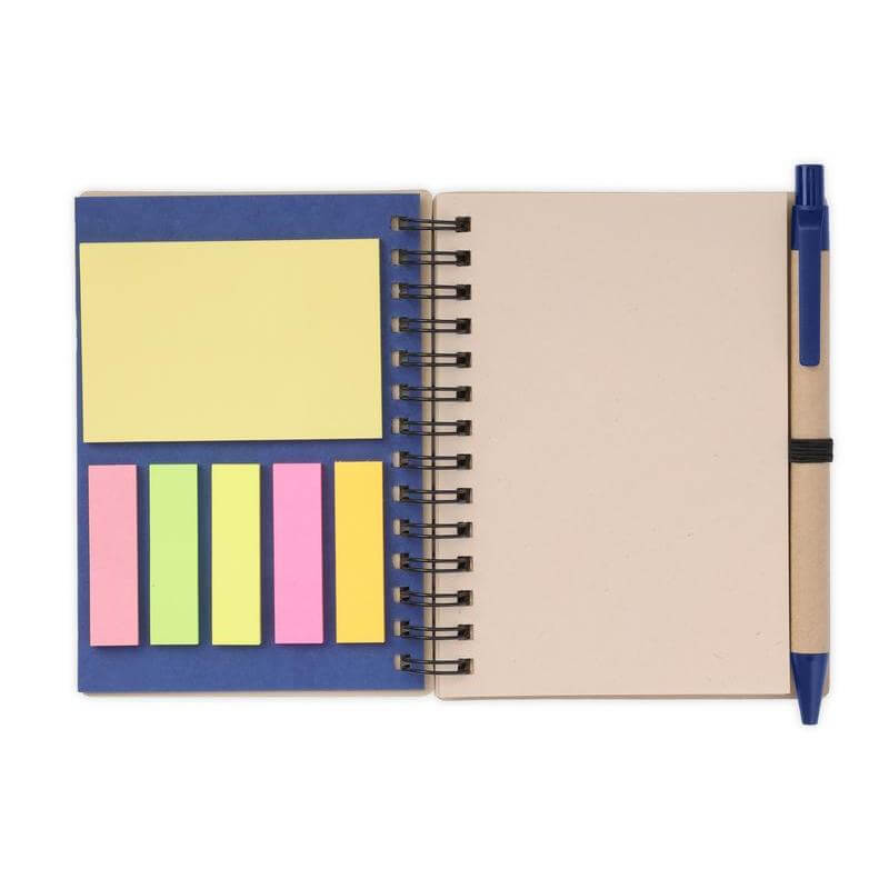 HASSA - eco-neutral A6 Notepad & Pen Set with Sticky Note - Navy Blue