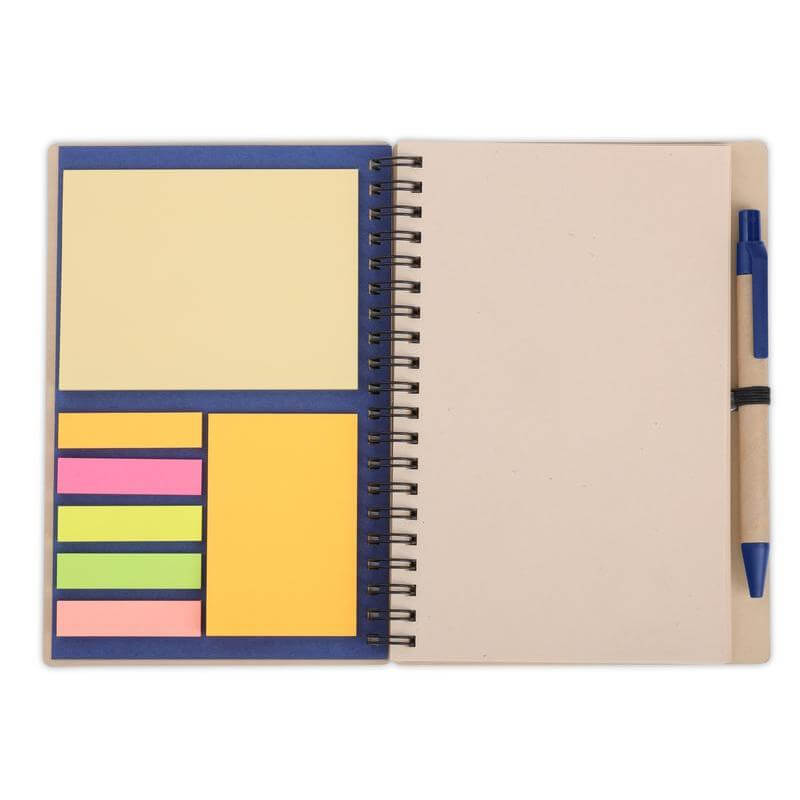 SION- eco-neutral B6 Notepad & Pen Set with Sticky Note - Navy Blue