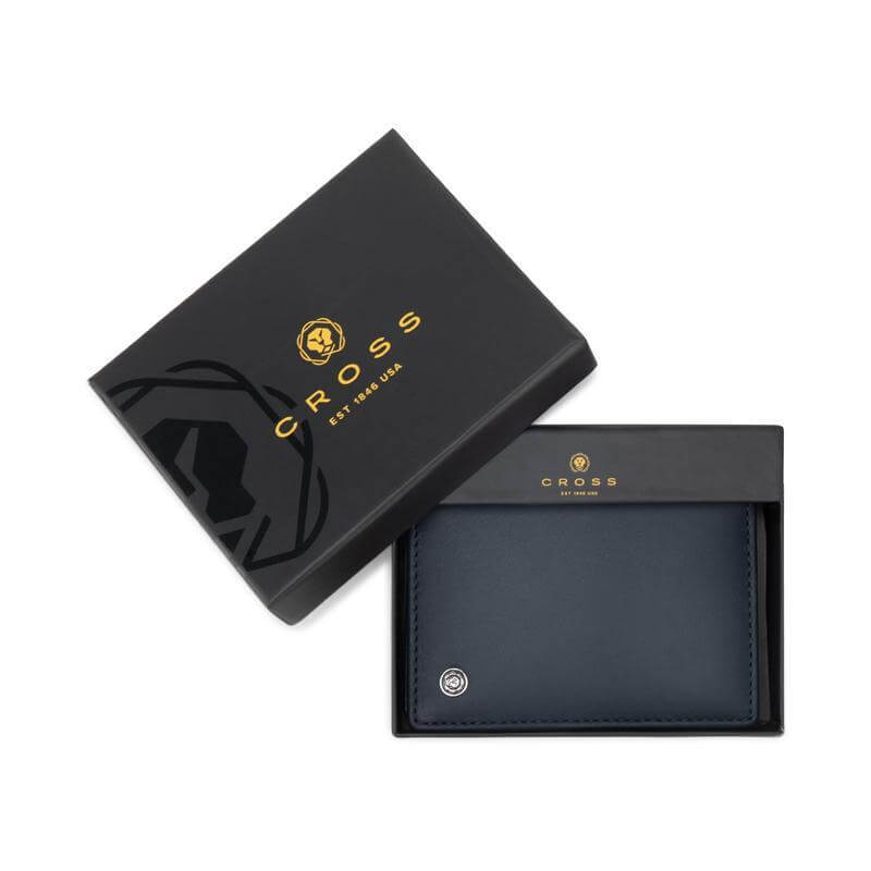 CROSS Soft Grain Leather Business Card Case - Navy Blue