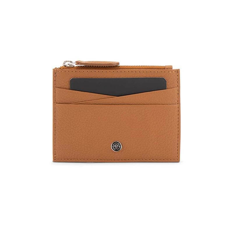 CROSS Pebble Leather Ladies' 6CC Zip Card Holder - Mocha