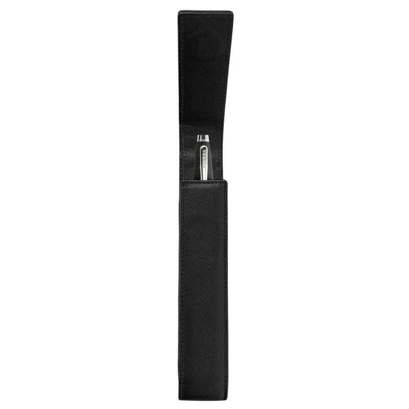 CROSS Leather Single Pen Case with Flap - Black