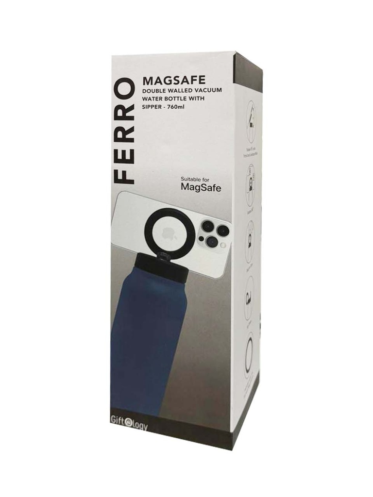FERRO - Giftology Magnetic Phone Holder Water Bottle 760ml - Navy Blue