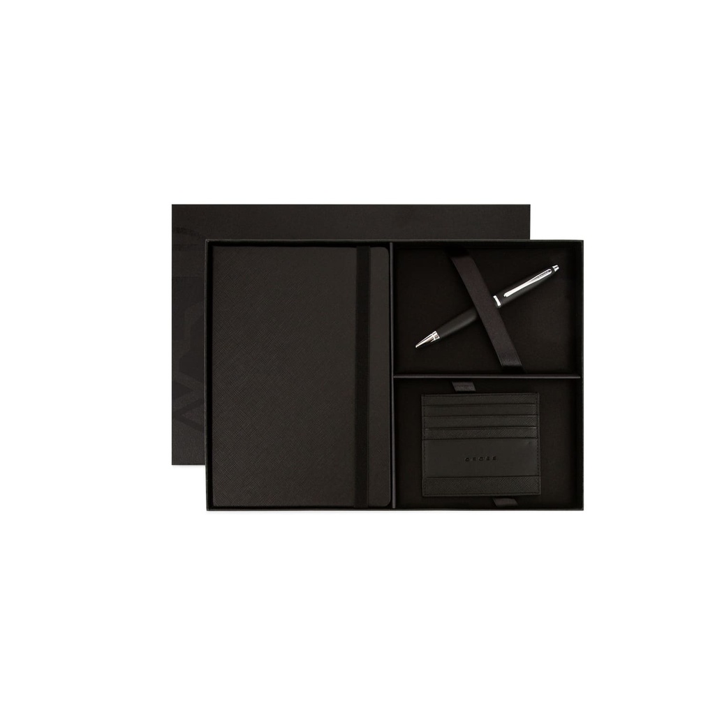 Cross Calais™ Ballpoint Pen with Notebook and Cardholder Gift Set - Black