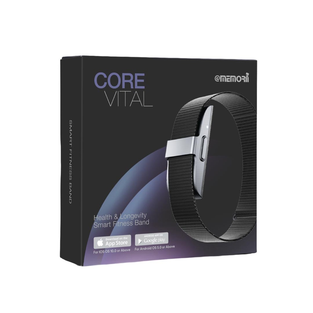 CORE VITAL - @memorii Health & Longevity Smart AI Fitness Band - Black