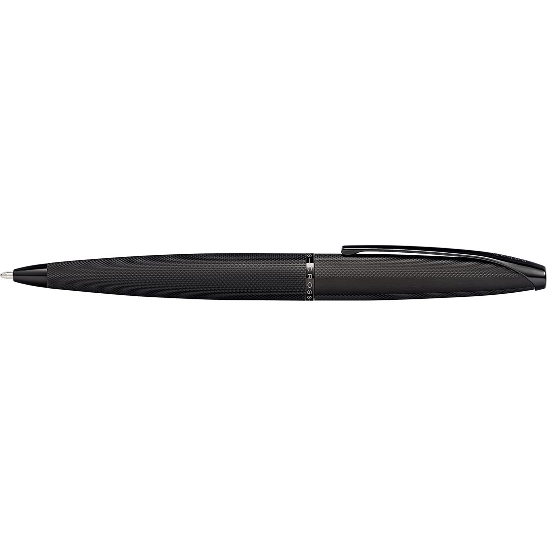 Cross ATX® Brushed Black with Machine-Turned Diamond Pattern Engraving with Polished Black PVD Appointments Ballpoint Pen (Blue Ink) 3