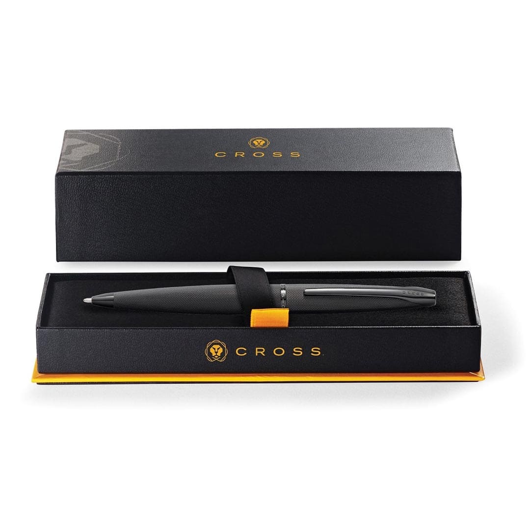 Cross ATX® Brushed Black with Machine-Turned Diamond Pattern Engraving with Polished Black PVD Appointments Ballpoint Pen (Blue Ink) 5