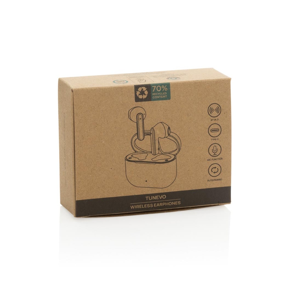 TUNEVO RCS recycled plastic wireless earbuds - Black
