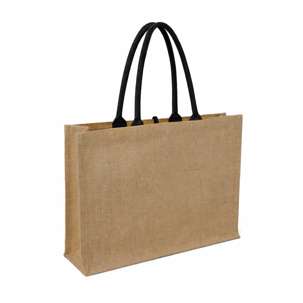 MONCLOVA - Jute Bag with Canvas Pocket - Black