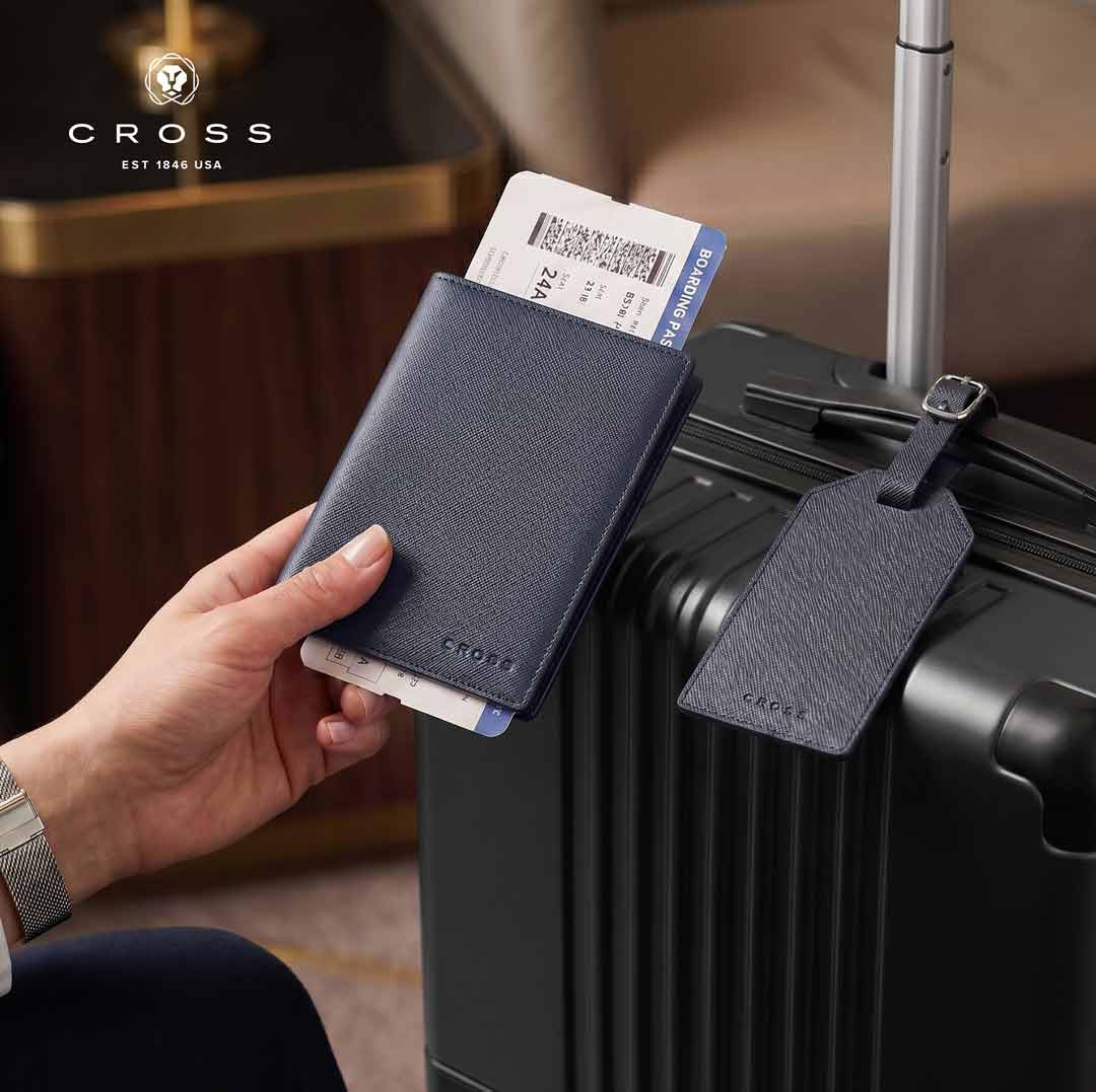 CROSS Saffiano Leather 4CC Passport Cover - Navy Blue 5