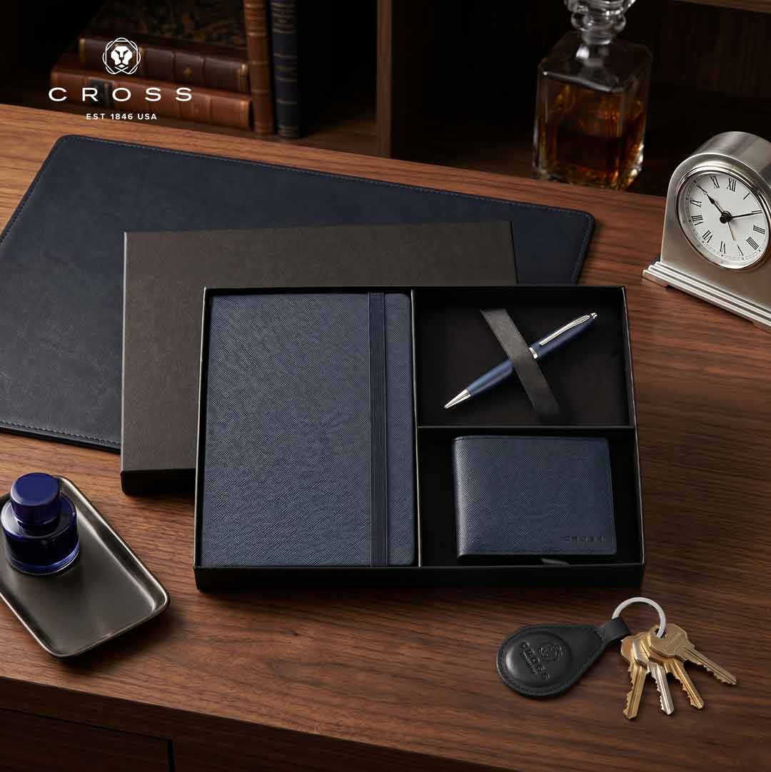 Cross Calais™ Ballpoint Pen with Notebook and Coin Wallet Gift Set - Blue 11