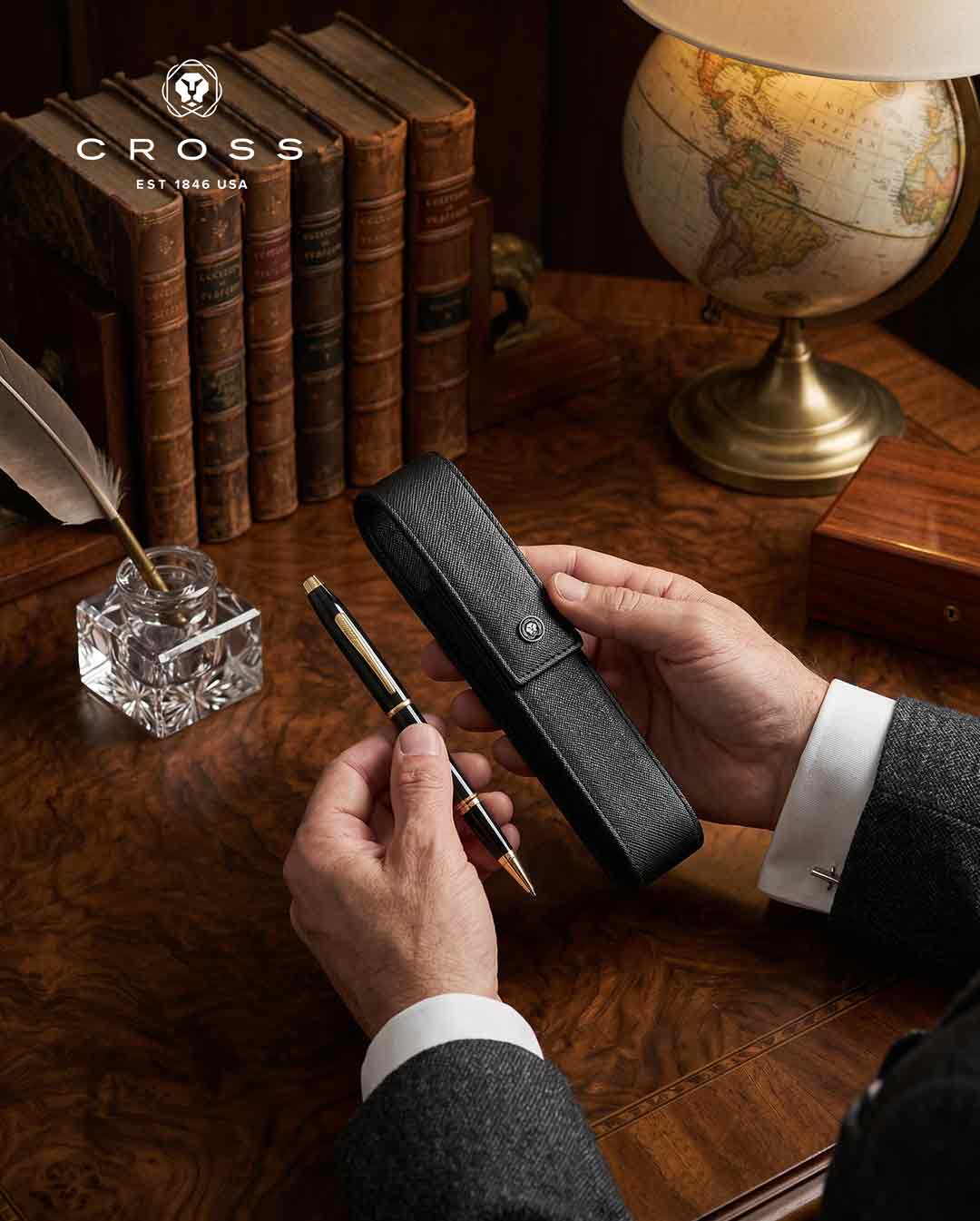 CROSS Leather Single Pen Case with Flap - Black 5