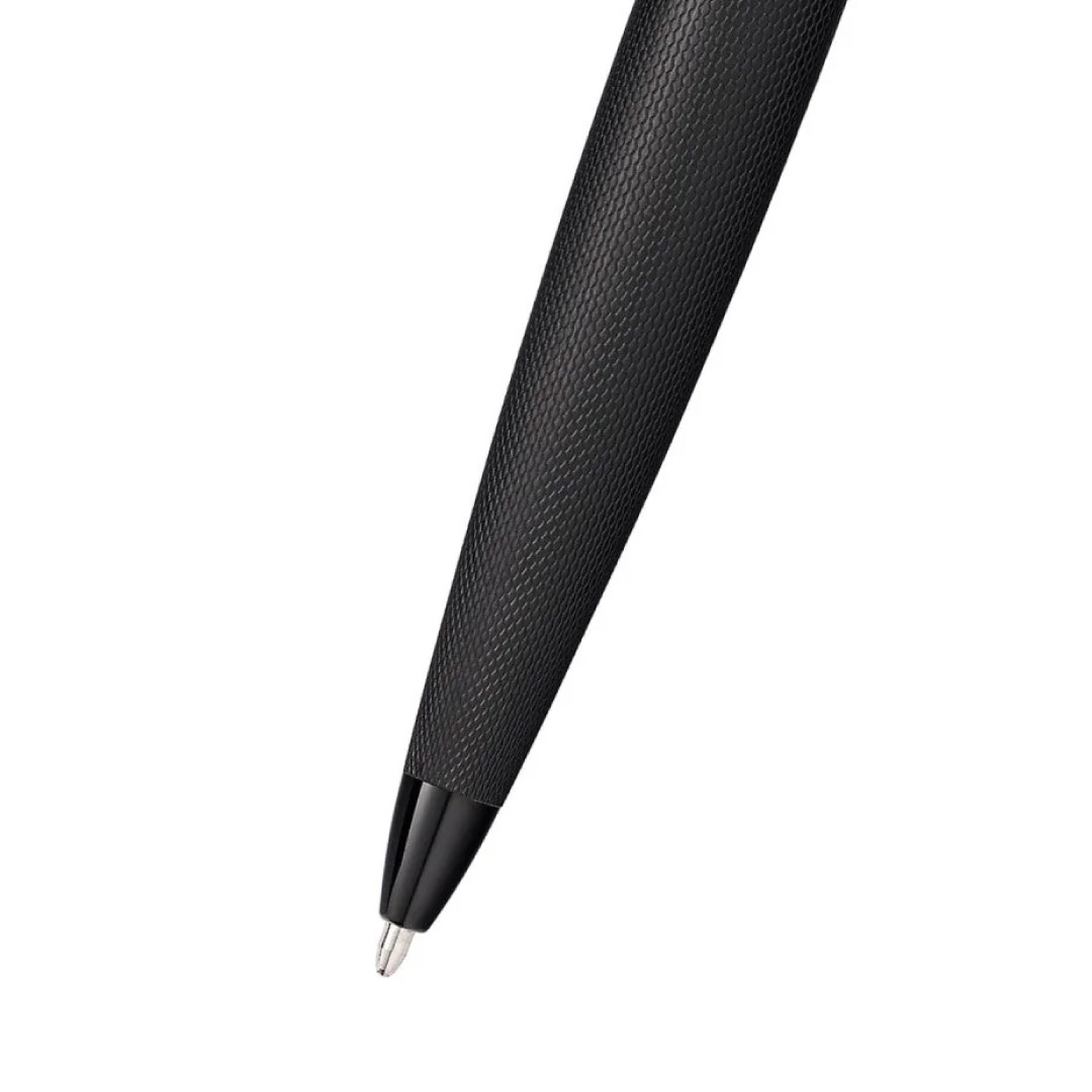 Cross ATX® Brushed Black with Machine-Turned Diamond Pattern Engraving with Polished Black PVD Appointments Ballpoint Pen (Blue Ink) 4