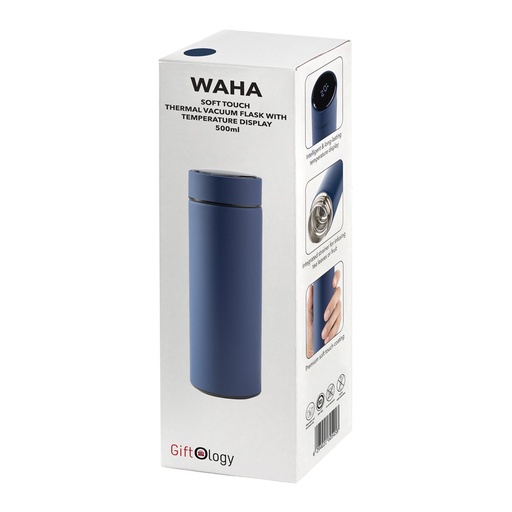 WAHA - Giftology Thermal Flask with LED Temperature Display 500ml - Navy Blue