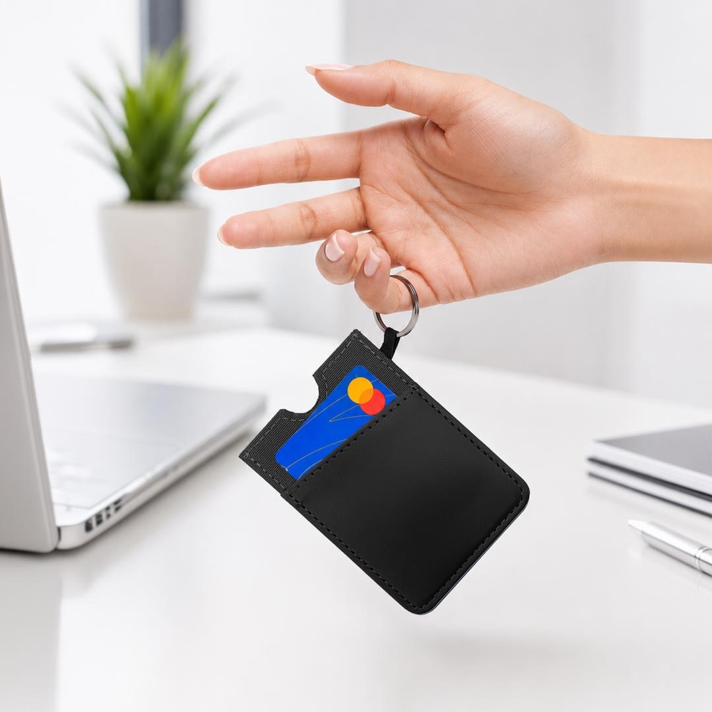 LUGANO - Vertical RFID Cardholder Wallet with Keyring - Black