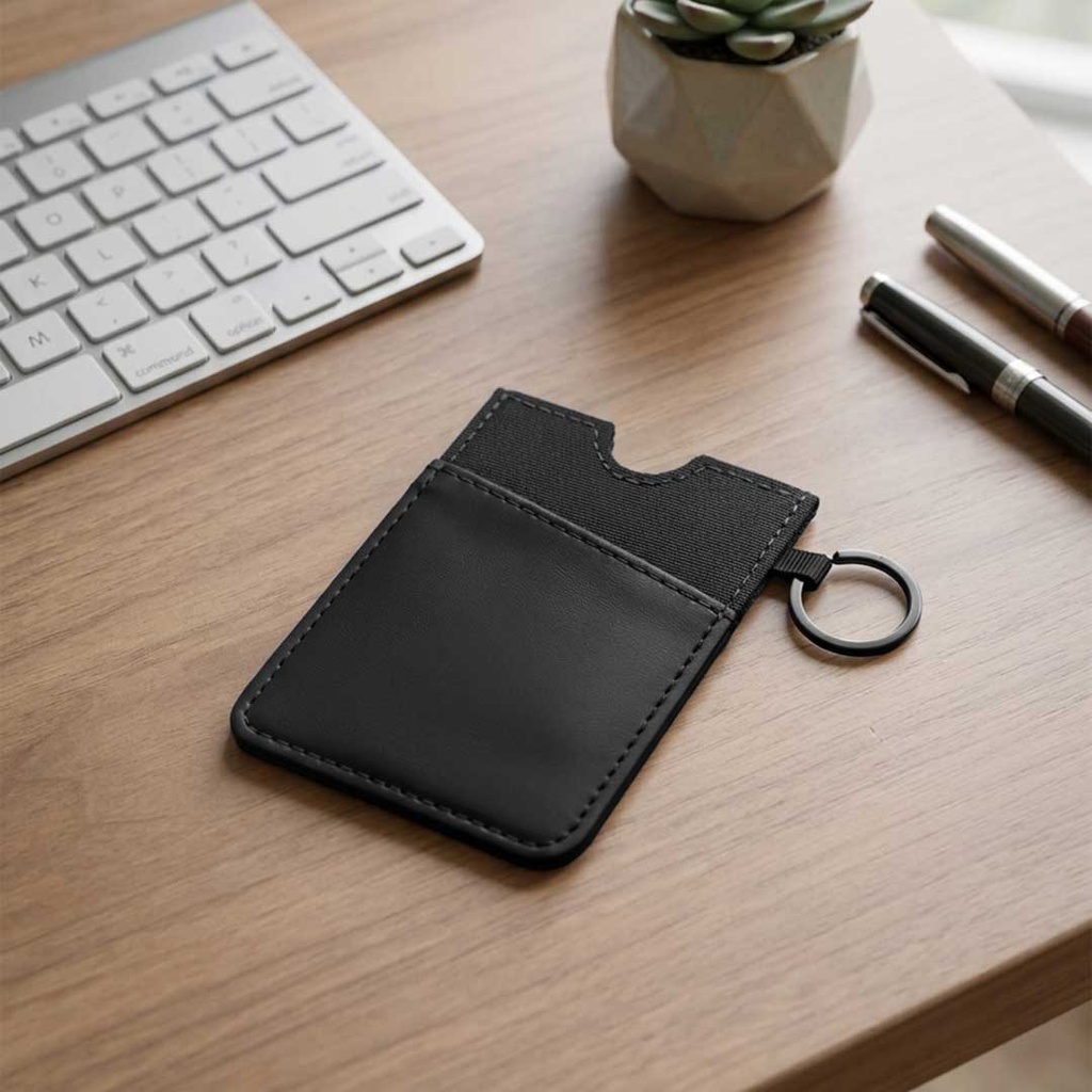 LUGANO - Vertical RFID Cardholder Wallet with Keyring - Black