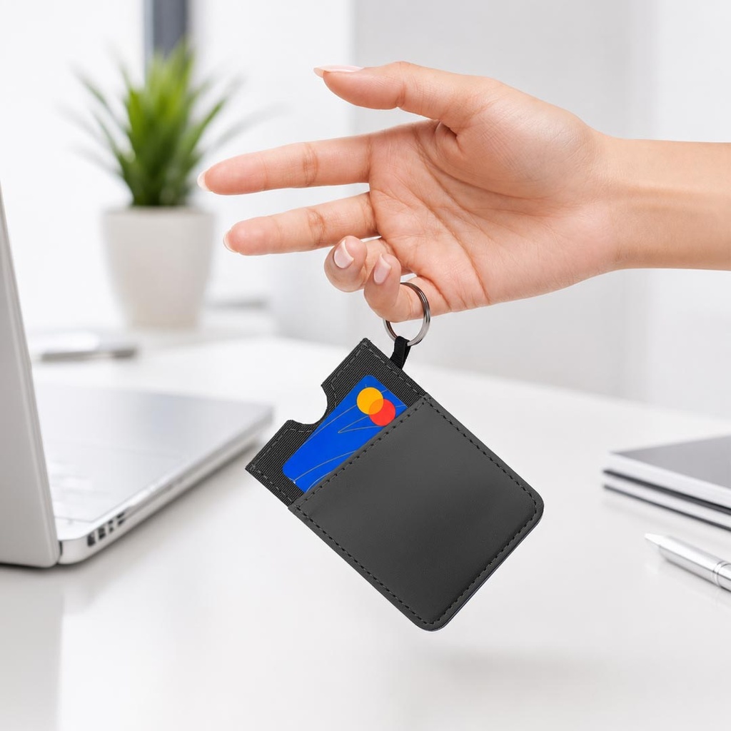 LUGANO - Vertical RFID Cardholder Wallet with Keyring - Carbon