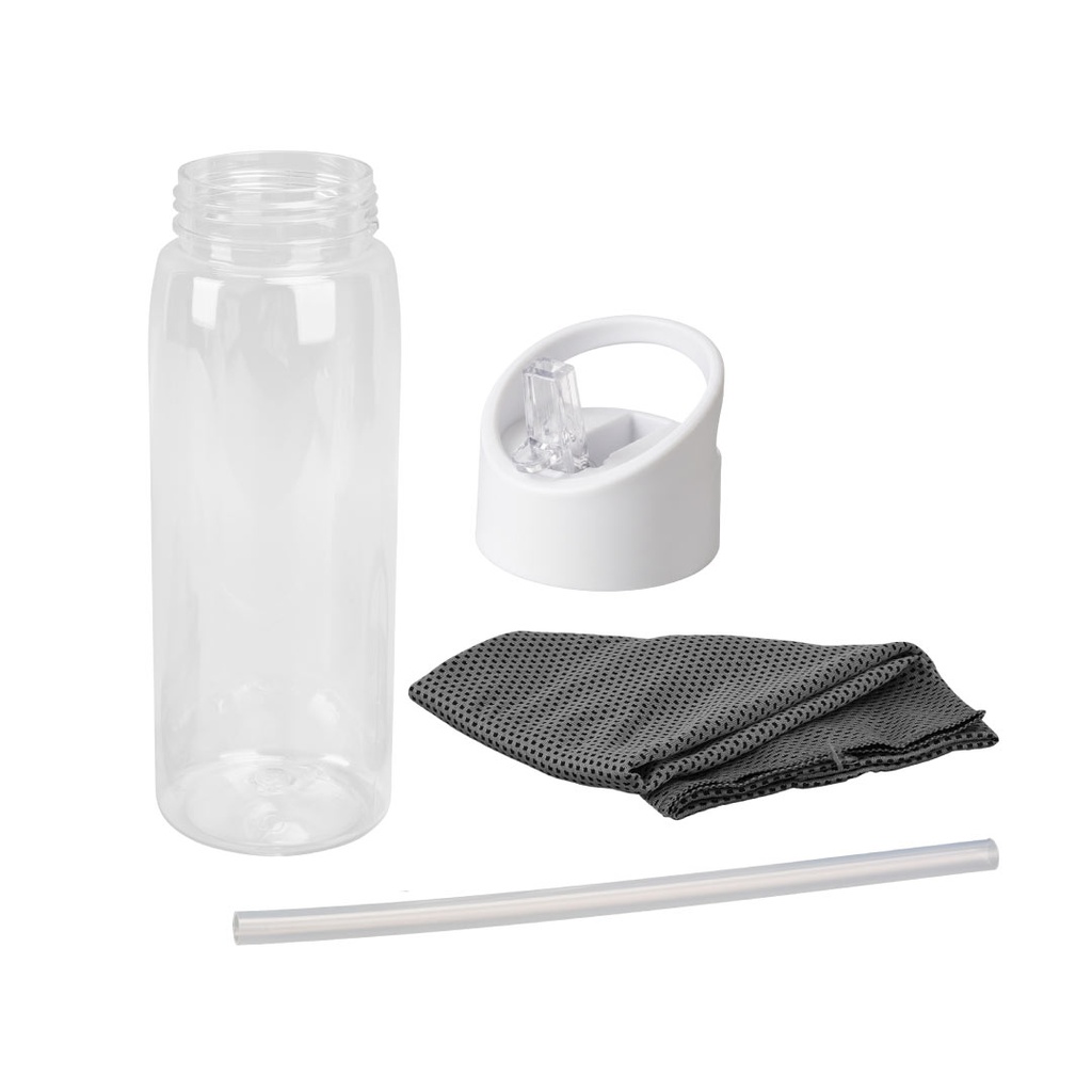 DEVON - Giftology RPET Cooling Towel in RPET Bottle 800 ml - White