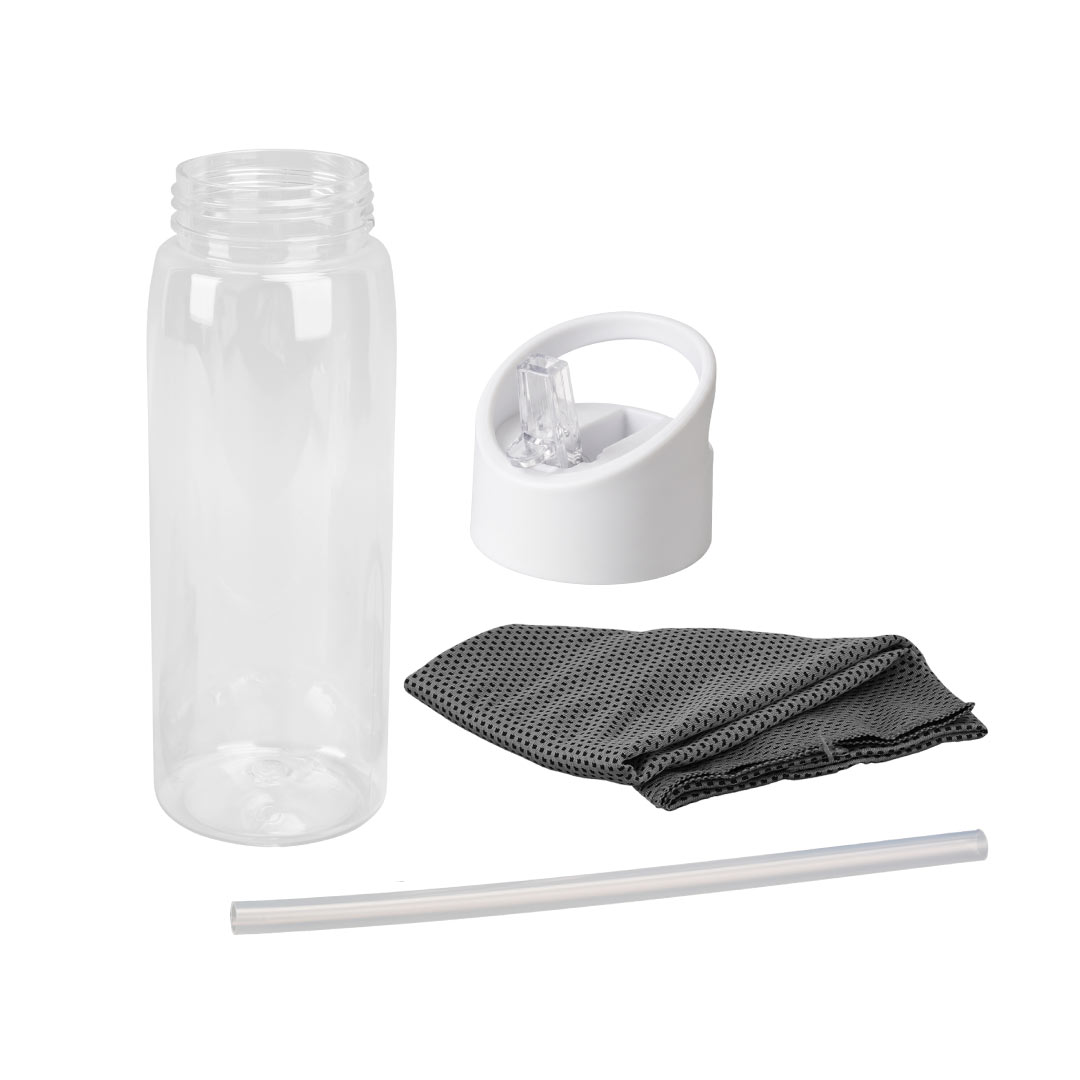 Giftology - DEVON RPET Cooling Towel in RPET Bottle 800 ml - White