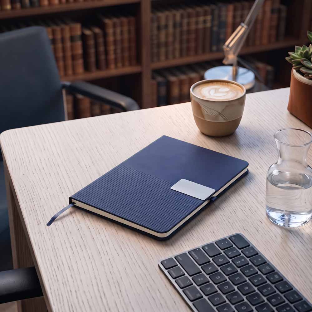 RIPPLE - Giftology A5 Hard Cover Notebook with Metal Plate - Navy Blue
