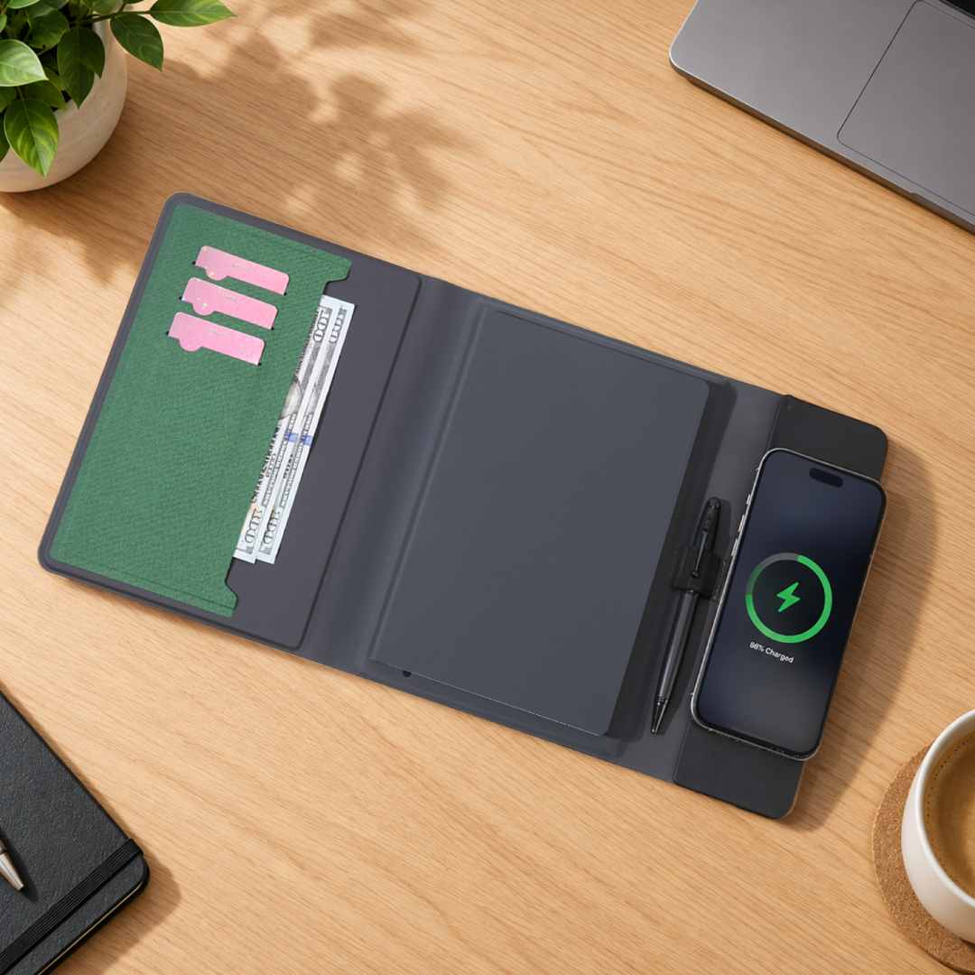 BERGMUND - Santhome 10000mAh Magnetic 15W Magsafe Wireless Power Bank Folder - Green 5