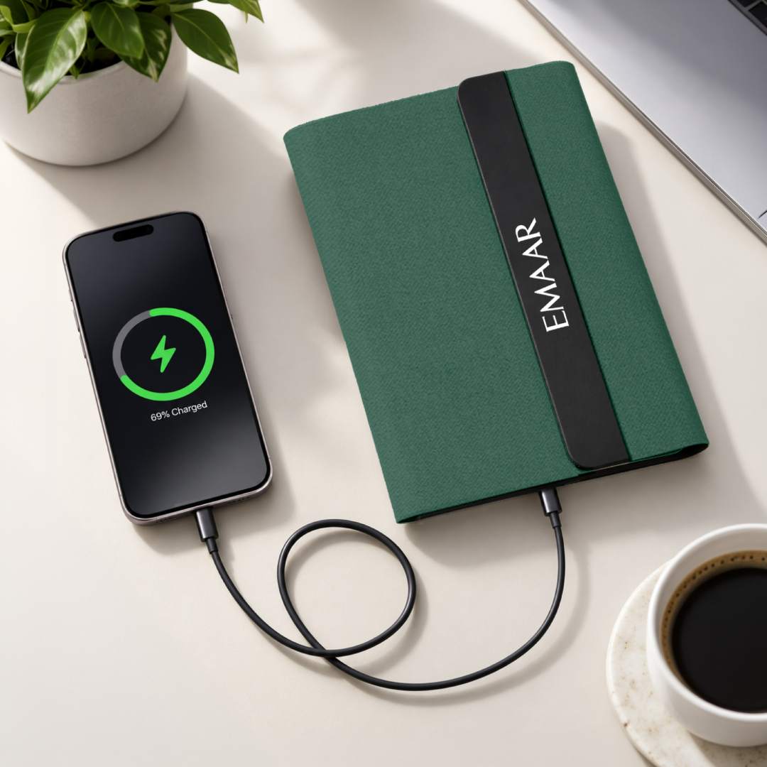 BERGMUND - Santhome 10000mAh Magnetic 15W Magsafe Wireless Power Bank Folder - Green 6