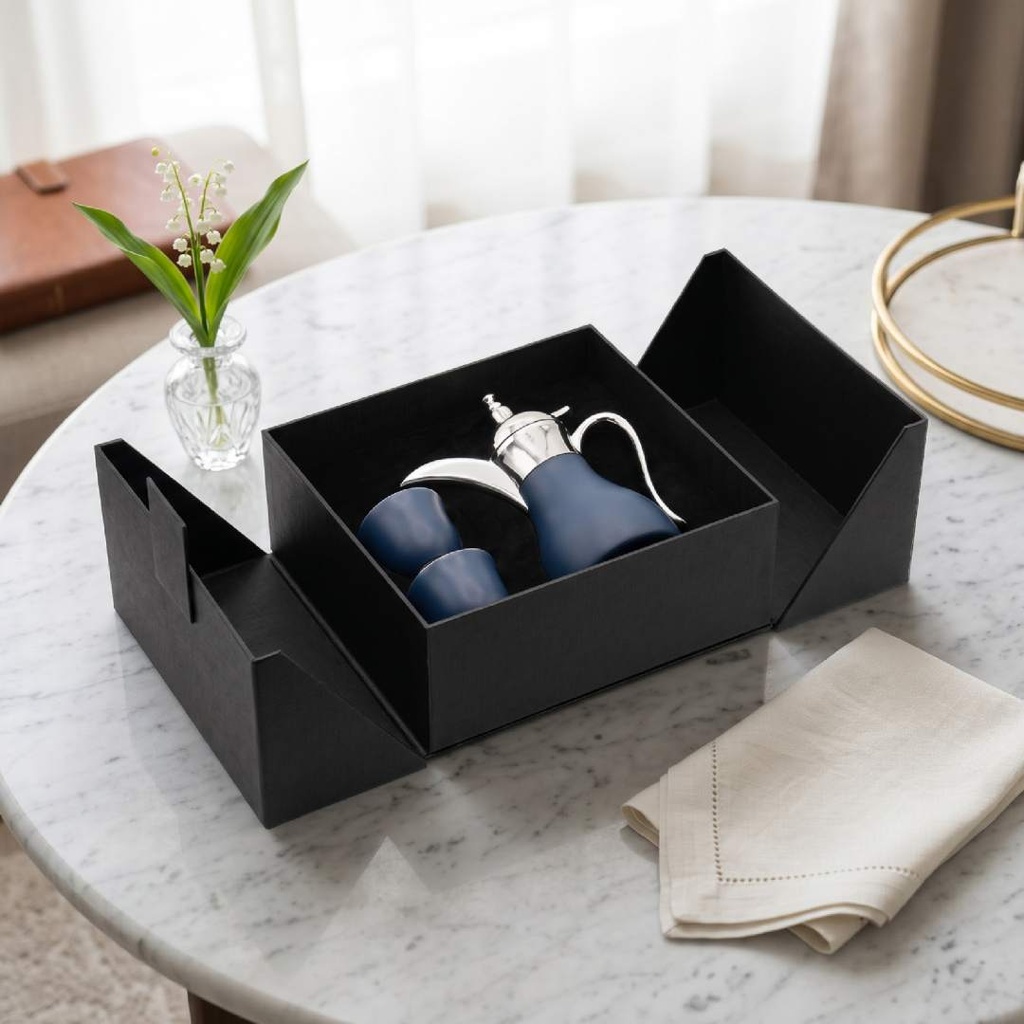 WESAL - Hans Larsen Dallah Nano Gift Set with 2 Cava Cups - Blue / Chrome 