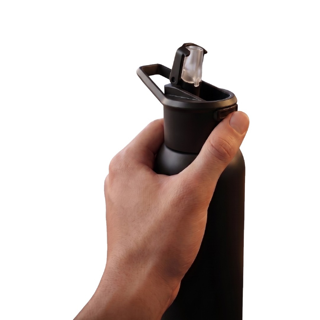 TOLEDO - Hans Larsen Double Wall Bottle with Straw  600 ml - Black