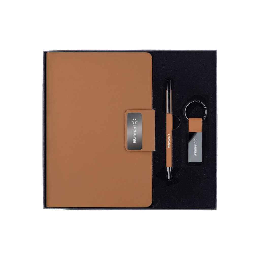 REGENT - Giftology Set of Notebook, Keychain and Pen - Tan