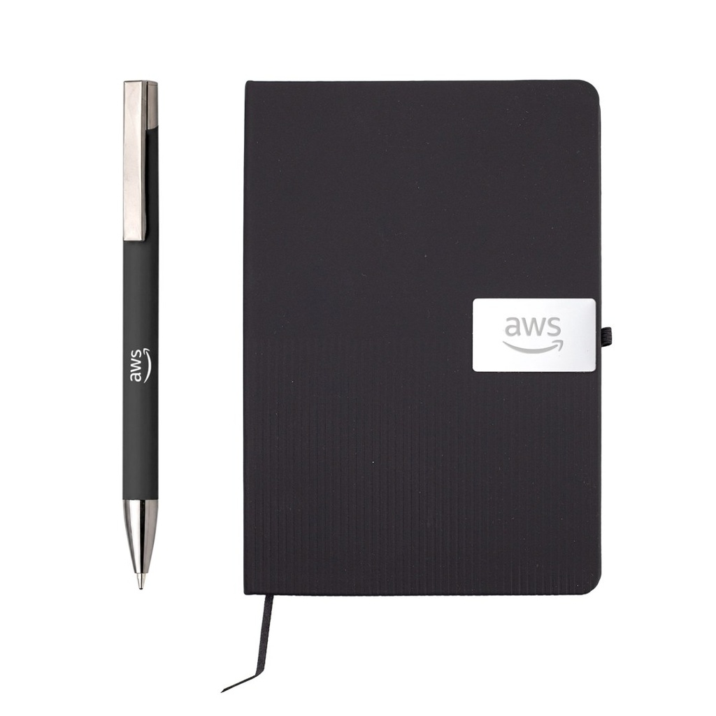 RIPPLE SET - Giftology Set of Notebook and Pen - Black 