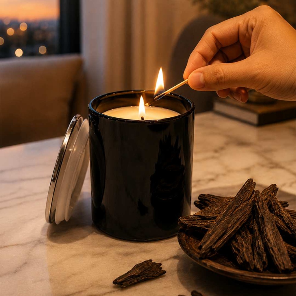SHAMS - Arabian Oud Scented Candle with Metal Lid - Black