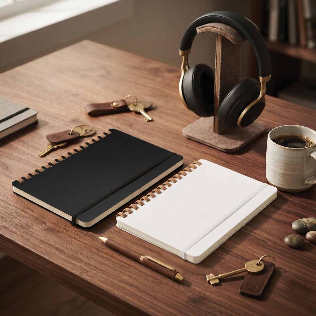 CORDOBA - eco-neutral Cork Spiral Notebook - Black