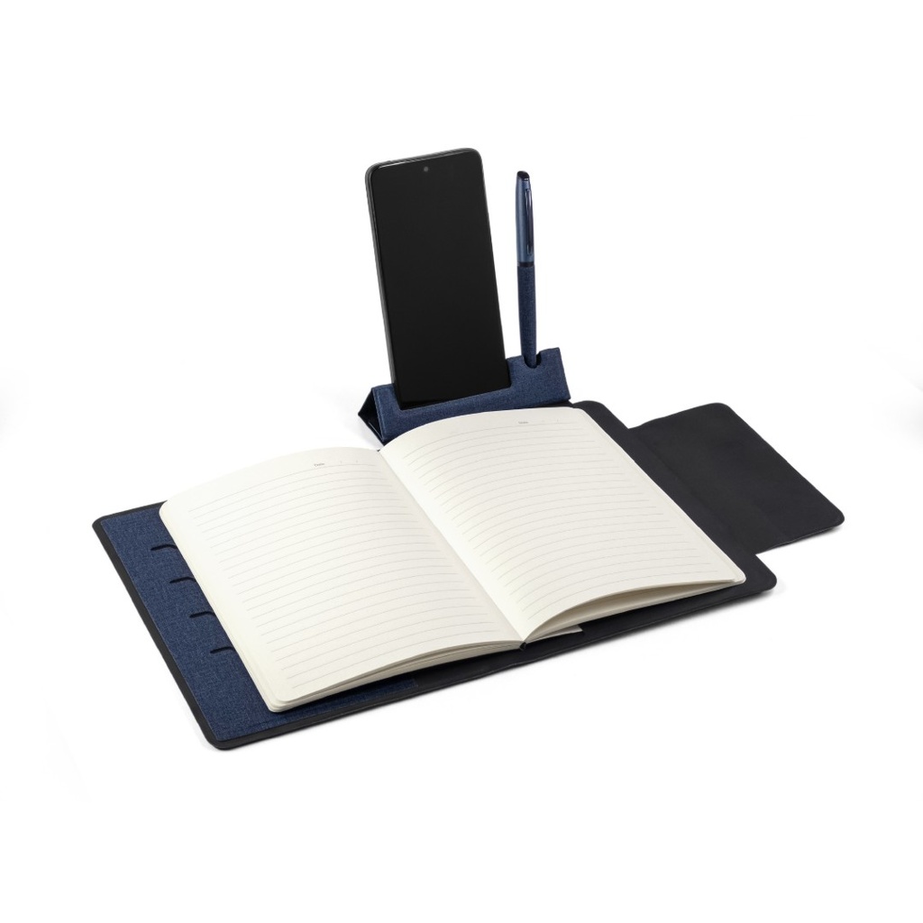 LUBECK - Santhome A5 PU Portfolio with Pen - Navy Blue