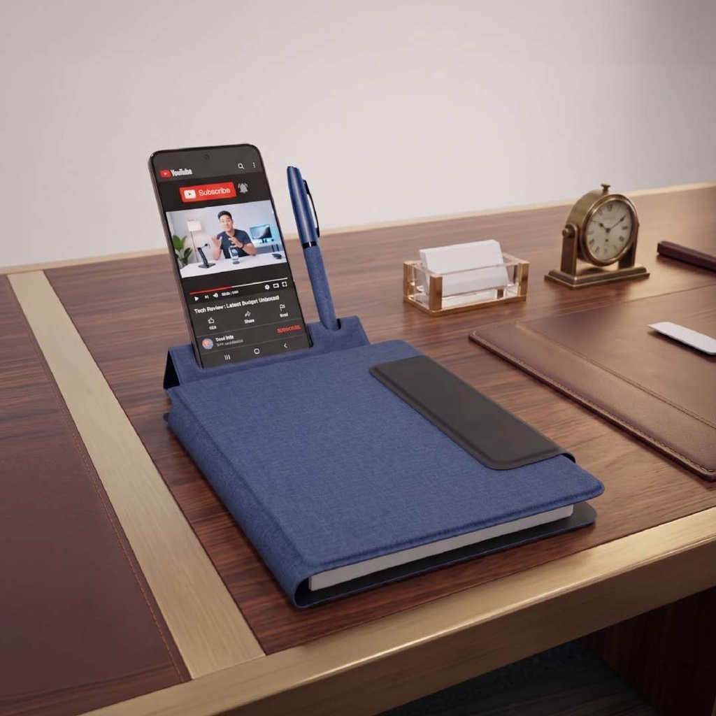 LUBECK - Santhome A5 PU Portfolio with Pen - Navy Blue