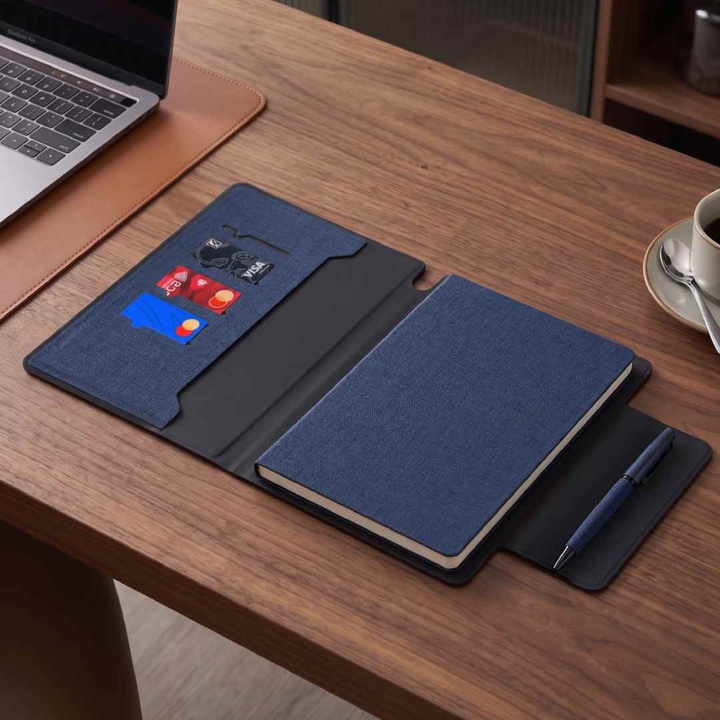 LUBECK - Santhome A5 PU Portfolio with Pen - Navy Blue