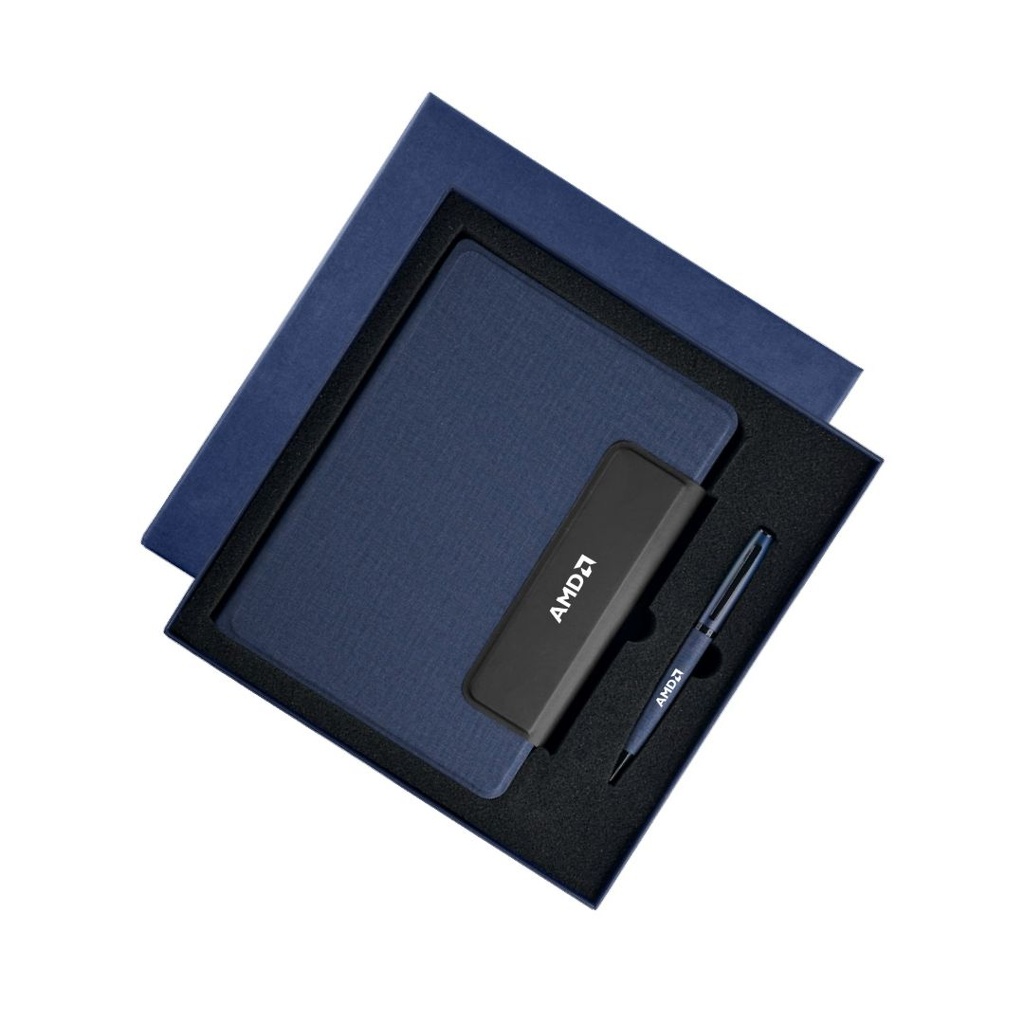 LUBECK - Santhome A5 PU Portfolio with Pen - Navy Blue