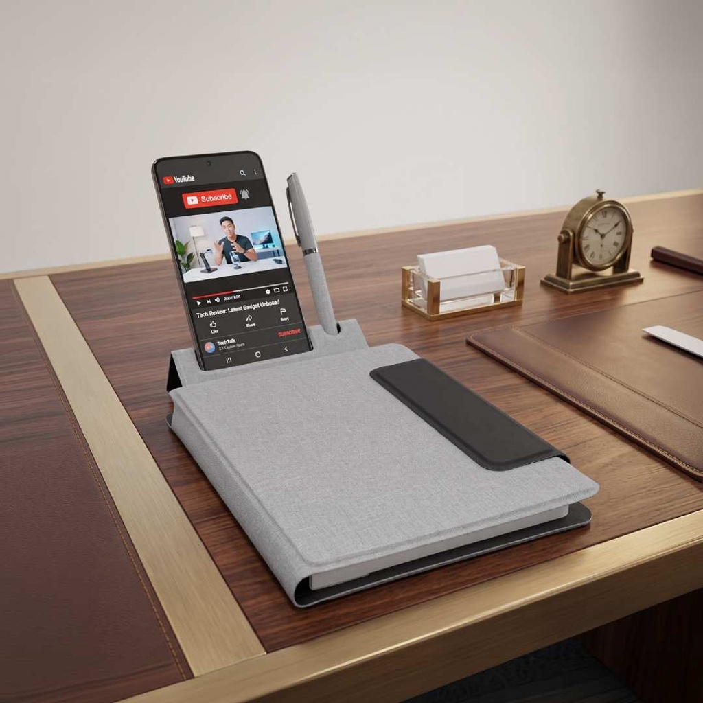 LUBECK - Santhome A5 PU Portfolio with Pen - Grey